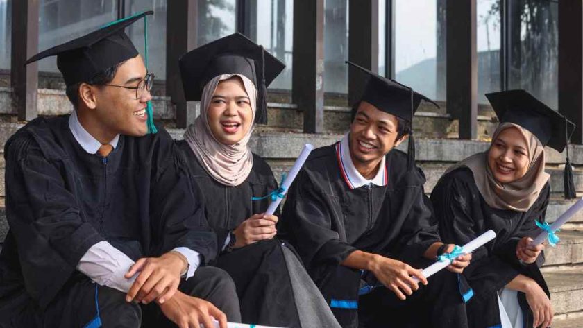 Students in a university graduation ceremony