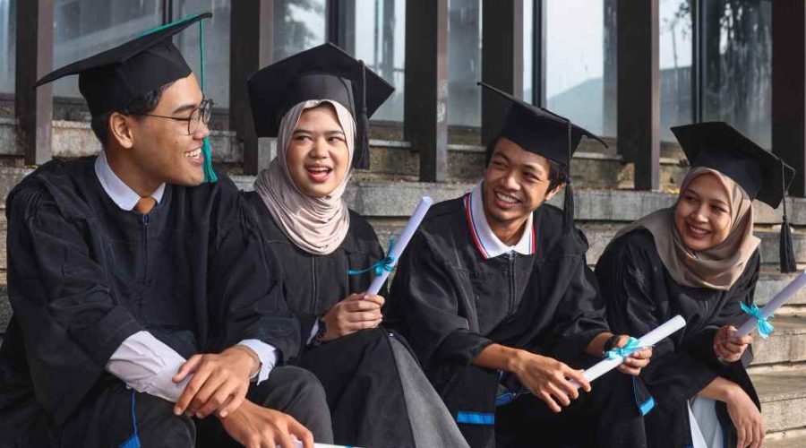 Students in a university graduation ceremony
