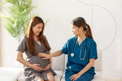 A pregnant woman is having a health screening