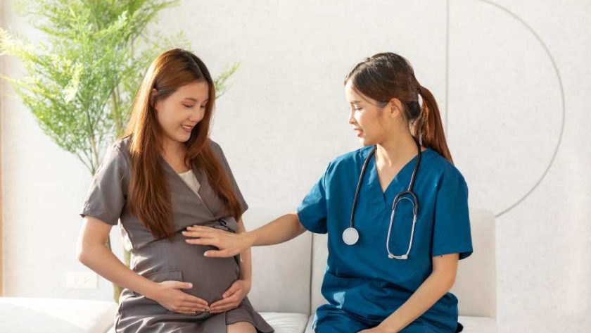 A pregnant woman is having a health screening